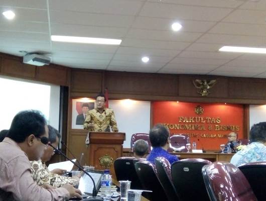 Suasana diskusi di Mubyarto Public Policy Forum di Ruang Kertanegara FEB UGM Yogyakarta (foto Taufiq Hakim)