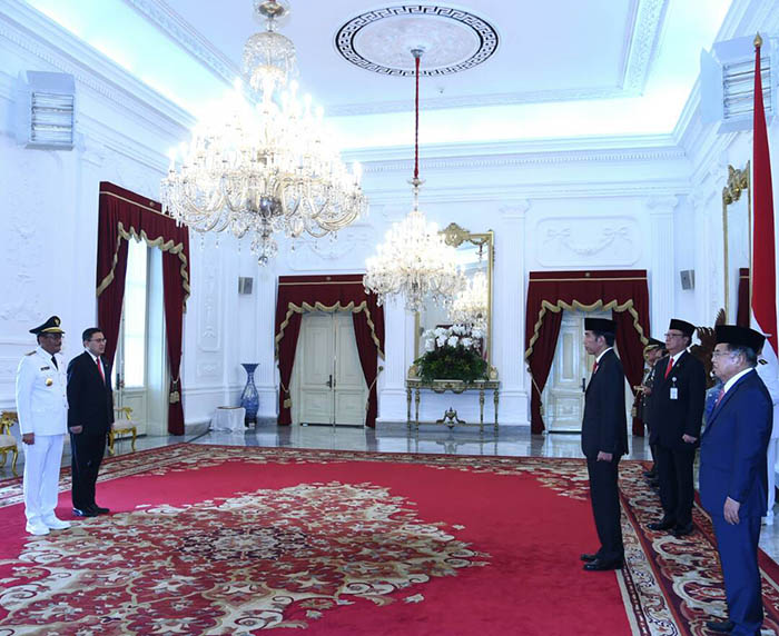 Presiden Joko Widodo melantik DJarot Saiful Hidayat sebagai gubernur definitif.