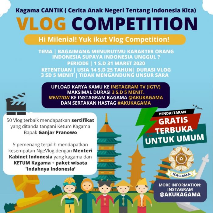 Pengurus Pusat KAGAMA menggelar Vlog Competition bertajuk KAGAMA Cantik (Cerita Anak Negeri Tentang Indonesia Kita). Foto: KAGAMA