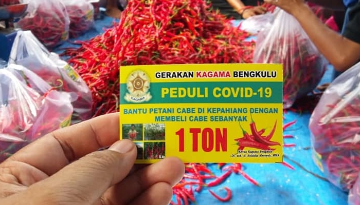 Guna membantu masyarakat terdapak Covid-19, organisasi di bawah pimpinan Gubernur Bengkulu, Rohidin Mersyah ini menghelat program Gerakan Bantu Petani. Foto: KAGAMA Bengkulu
