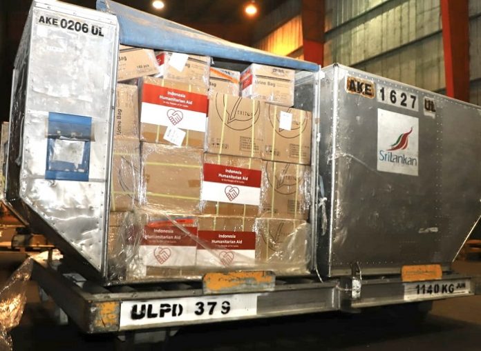 Pengiriman ini melengkapi bantuan kemanusiaan dari Indonesia untuk Sri Lanka dengan total sebesar 3,1 ton atau senilai US$1,6 juta. Foto: KBRI Colombo