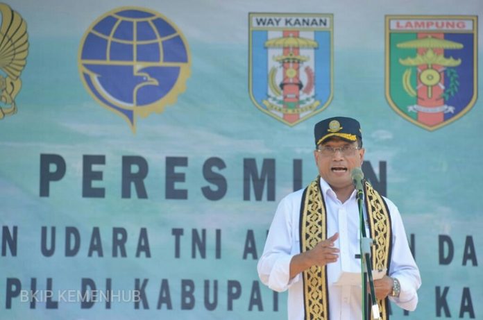 Menteri Perhubungan Budi Karya Sumadi menyatakan, kehadiran Bandar Udara Gatot Subroto dapat mendukung percepatan dan perluasan pembangunan ekonomi Provinsi Lampung. Foto : Kemenhub