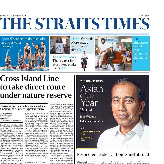 Media Singapura, Street Times, memilih Presiden RI Joko Widodo sebagai tokoh terbaik alias Asian of The Year 2019. Foto: digtara.com