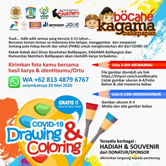 KAGAMA Balikpapan menggelar Covid-19 Drawing & Coloring untuk memupuk kreativitas dan keterampilan anak. Foto: Ist