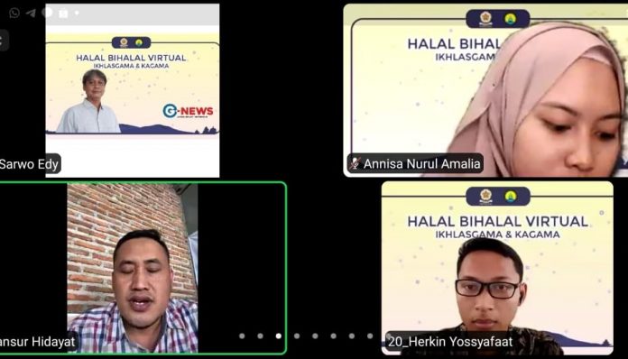 Kagama Pemalang bersama Ikatan Mahasiswa Universitas Gadjah Mada Pemalang (Ikhlasgama) menggelar acara Halal Bihalal virtual. Foto: Ist