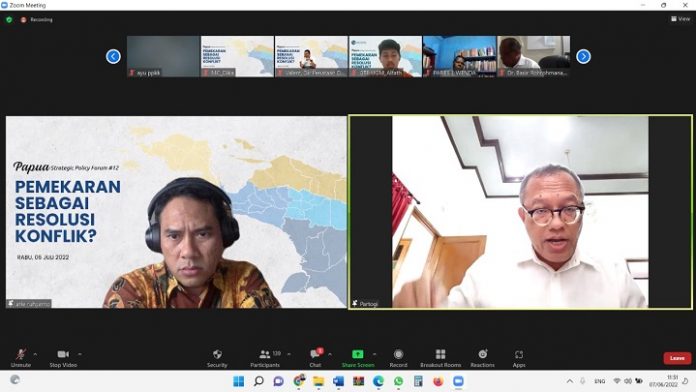 Gugus Tugas Papua Universitas Gadjah Mada (GTP UGM) mengadakan Papua Strategic Policy Forum (PSPF) ke-12 dengan tema “Pemekaran sebagai Resolusi Konflik?”. Foto: Humas UGM